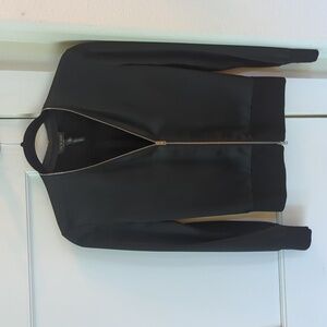 rag & bone satin and knit bomber zip-front cardigan